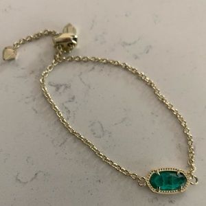 Elaina Gold Adjustable Chain Bracelet in Emerald Cats Eye